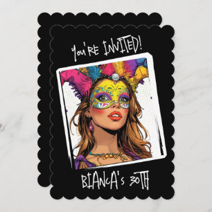 Invitación Máscara de carnaval personalizado 30 cumpleaños