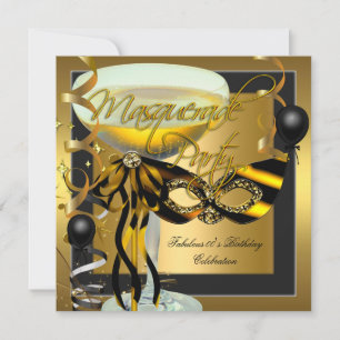 Invitación Máscara de cebra fabulosa de disfraz de oro cumple