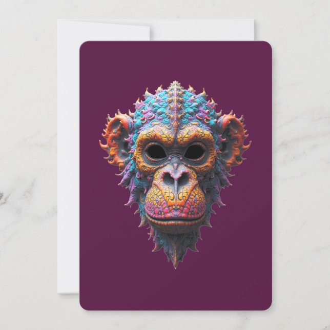 Invitación Máscara de Chimpancé Ornata (Anverso)