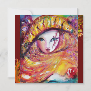 Invitación MÁSCARA DE COLOR AMARILLO, FIESTA DE MARDI GRAS mo