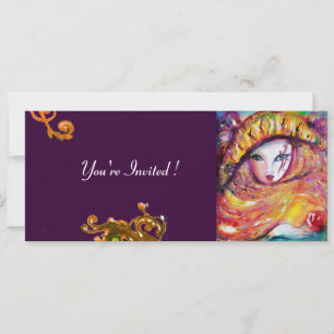 Invitación MÁSCARA DE COLOR AMARILLO, FIESTA DE MARDI GRAS ne