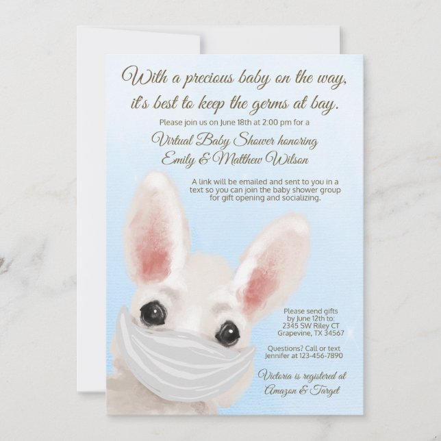 Invitación Máscara de conejo Bunny niño en línea Drive By Bab (Anverso)