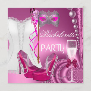 Invitación Máscara de corsé de zapatos rosados para despedida