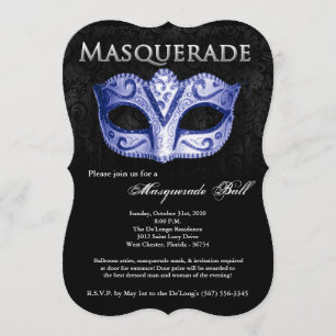 Invitación Máscara de disfraz de baile de máscara azul Hallow