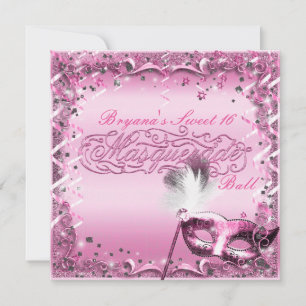 Invitación Máscara de disfraz rosa Fiesta de baile elegante