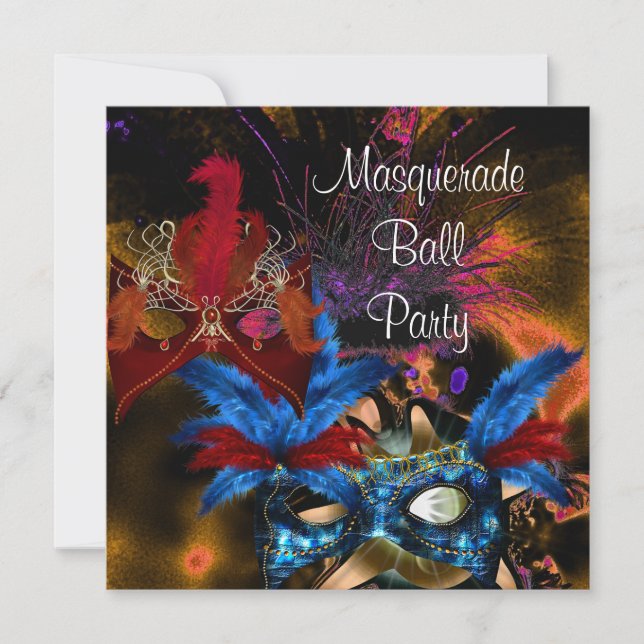 Invitación Máscara de fiesta de baile de máscaras abstracto c (Anverso)