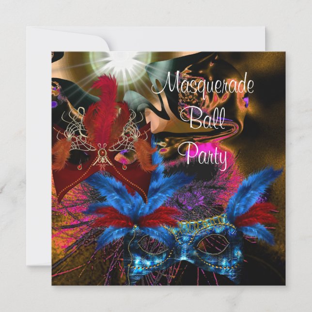 Invitación Máscara de fiesta de baile de máscaras Colorido Ab (Anverso)