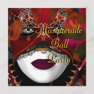 Invitación Máscara de Fiesta de bolas de máscaras negro rojo 