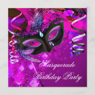 Invitación Máscara de Fiesta de Cumpleaños de Mascarada Morad