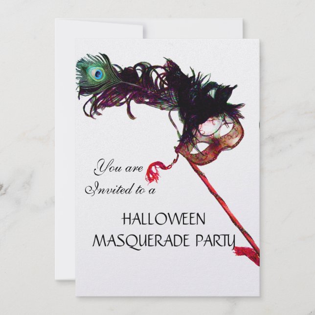 Invitación MÁSCARA DE FIESTA DE DISFRACES DE HALLOWEEN, hielo (Anverso)