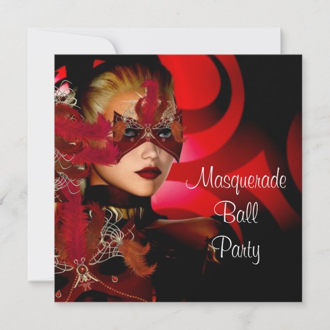 Invitación Máscara de Fiesta de Disfraz de Baile de Máscaras  (Anverso)