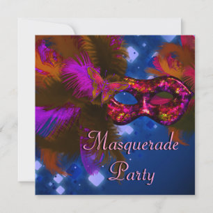 Invitación Máscara de Fiesta de Disfraz de Negro Púrpura Rojo