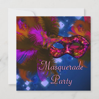 Invitación Máscara de Fiesta de Disfraz de Negro Púrpura Rojo