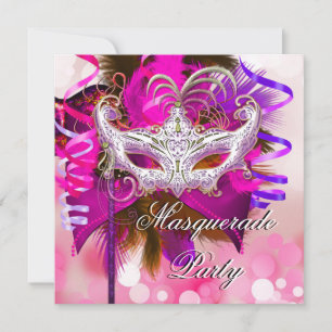 Invitación Máscara de Fiesta de Disfraz Negro Púrpura Rosa Ma