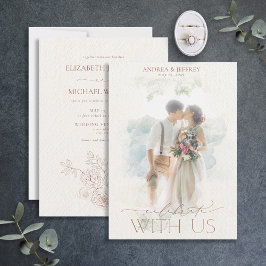 Invitación Máscara de foto acuarela Terracotta Floral