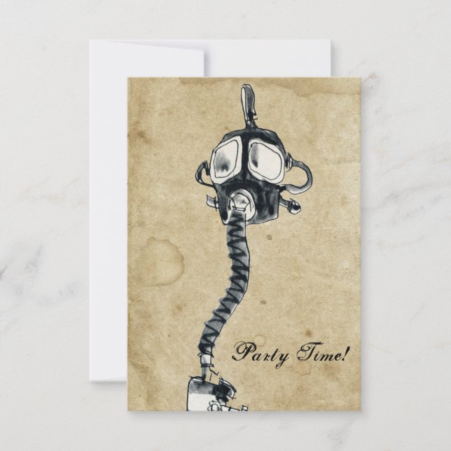 Invitación Máscara de gas de cosecha (Anverso)