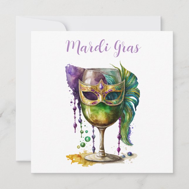 Invitación Máscara de Mardi Gras (Anverso)