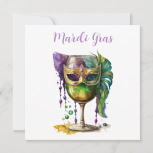Invitación Máscara de Mardi Gras