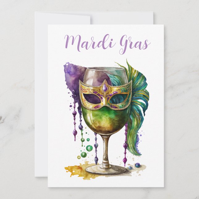 Invitación Máscara de Mardi Gras (Anverso)