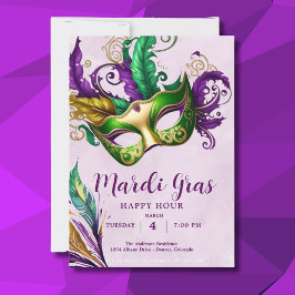 Invitación Máscara de Mardi Gras