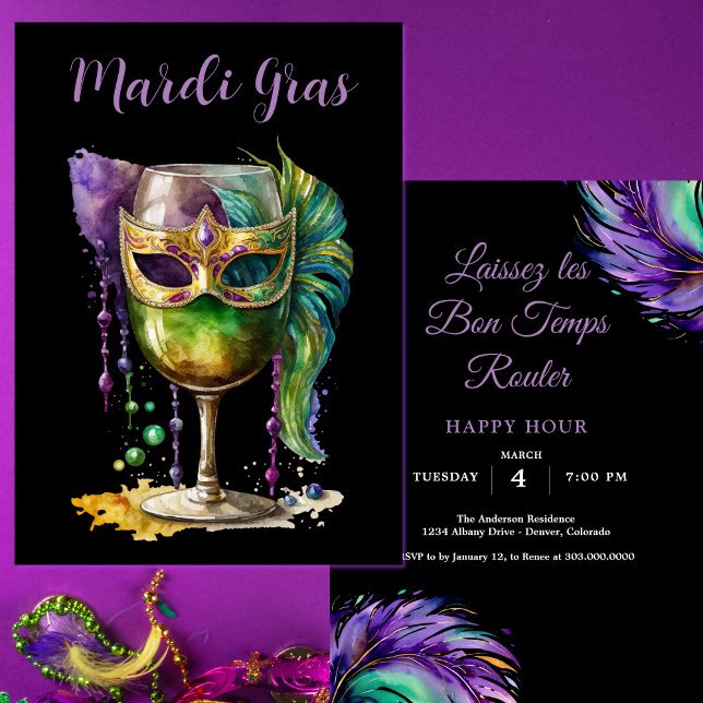 Invitación Máscara de Mardi Gras (Subido por el creador)
