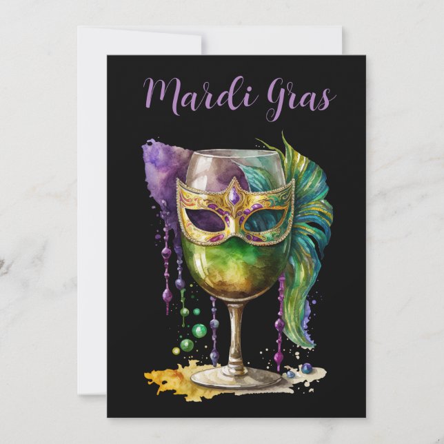 Invitación Máscara de Mardi Gras (Anverso)