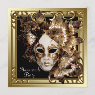 Invitación Máscara de Mardi Gras Negra Fiesta de Disfraz