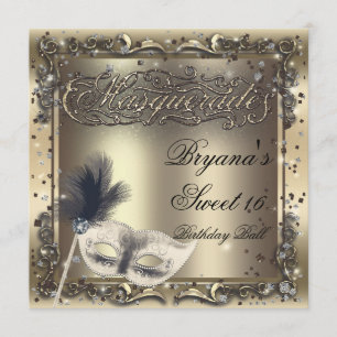 Invitación Máscara de Máscara Elegante Cumpleaños de Oro