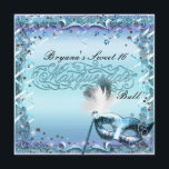 Invitación Máscara de Mascarada Aqua y Púrpura Fiesta de Cump<br><div class="desc">personalizar para cualquier evento</div>