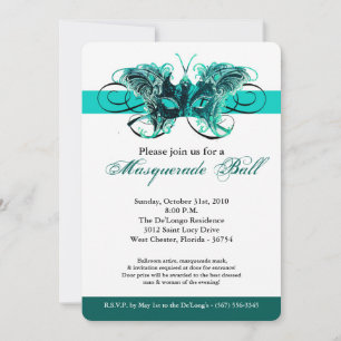 Invitación Máscara de mascarada de mariposa Aqua Disstume Hal