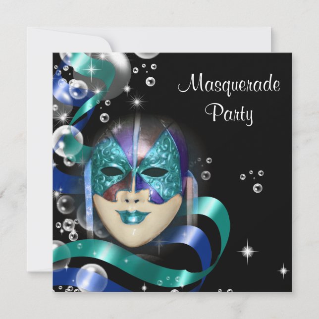 Invitación Máscara de mascarada de quinceañera PERSONALIZAR (Anverso)