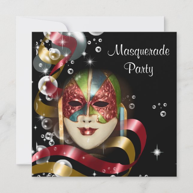 Invitación Máscara de mascarada de quinceañera PERSONALIZAR (Anverso)