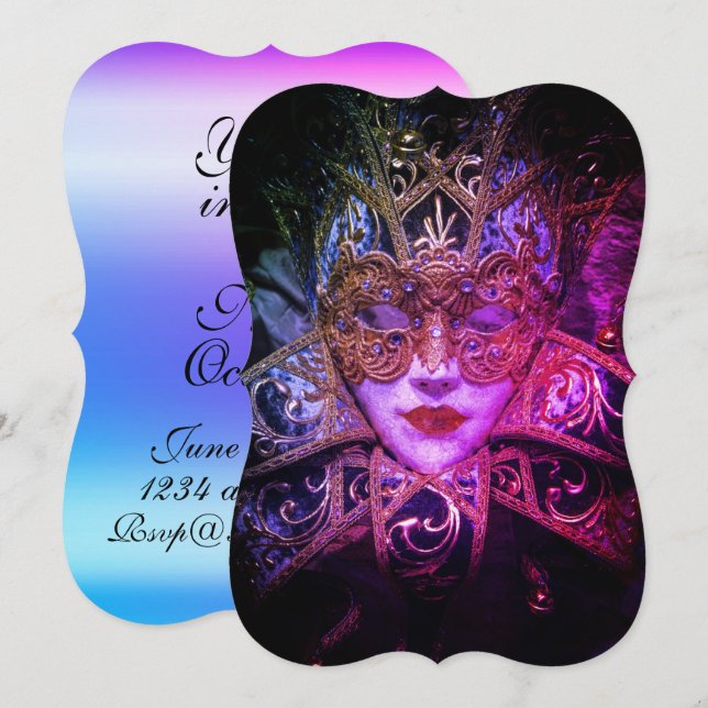 Invitación Máscara de mascarada gótica victoriana elegante (Anverso / Reverso)