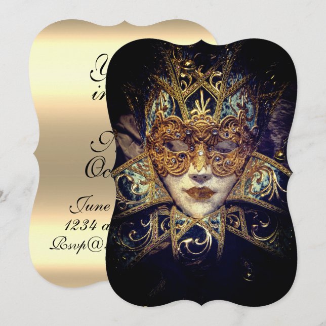 Invitación Máscara de mascarada gótica victoriana elegante (Anverso / Reverso)