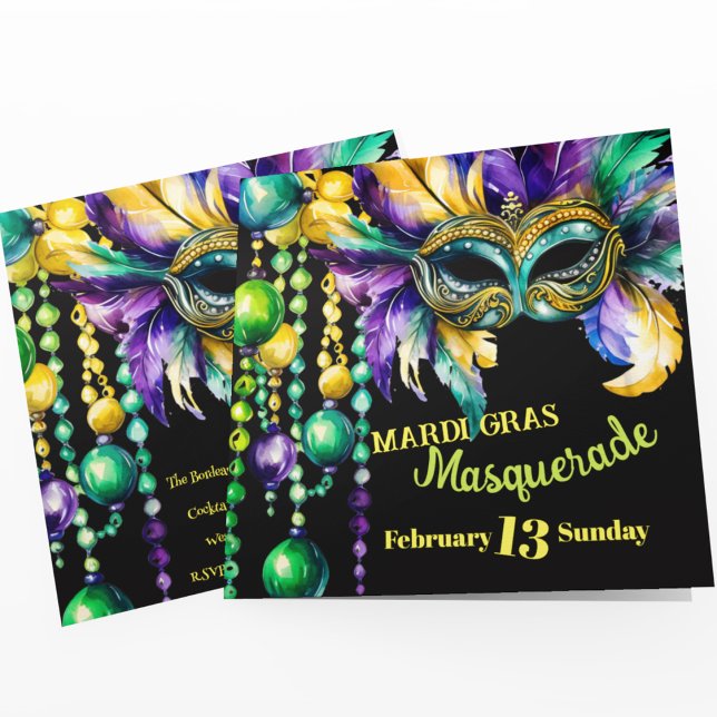 Invitación Máscara de mascarada Mardi Gras y Fiesta de cuenta (Mardi Gras masquerade party invitation that you can customize with your Shrove Tuesday events. )