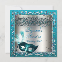 Máscara de Mascarada Plata y Acuática Cumpleaños F