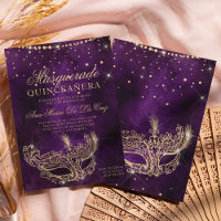 Máscara de mascarada purpurina de oro púrpura quin