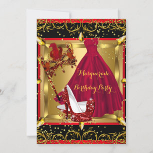 Invitación Máscara de Mascarada Zapato de Tacón Alto Rojo Cum