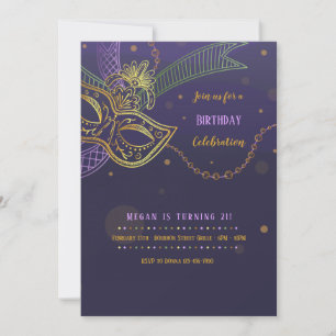 Invitación Máscara de Oro Mardi Gras