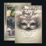 Invitación Máscara de Oro Oliva Cumpleaños Dulces 16 Fotos<br><div class="desc">Personalízalo como quieras.</div>