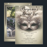 Invitación Máscara de Oro Oliva Cumpleaños Dulces 16 Fotos<br><div class="desc">Personalízalo como quieras.</div>