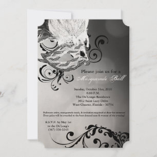 Invitación Máscara de pelota blanca disfraz parte de Hallowee