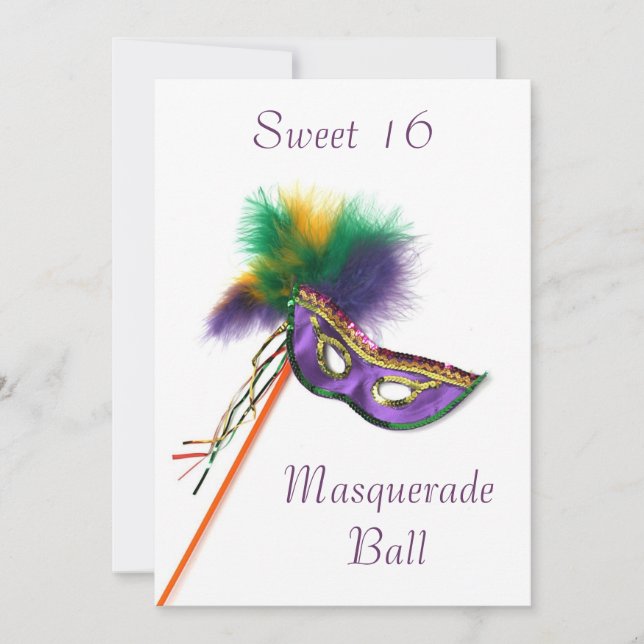 Invitación Máscara de piel morada dulce 16 Fiesta de mascarad (Anverso)