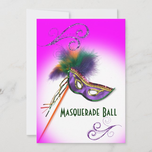 Invitación Máscara de piel morada Fiesta de máscaras moradas (Anverso)