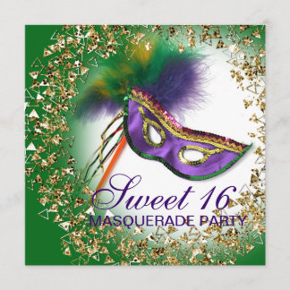 Invitación Máscara de plumas púrpura dulce fiesta de máscaras
