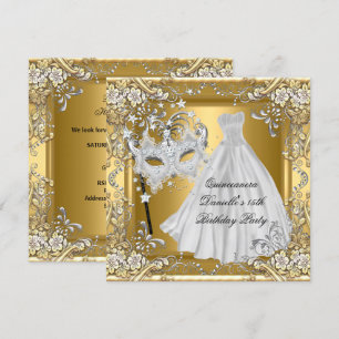 Invitación Máscara de Quinceañera Cumpleaños 15 Máscara de Or