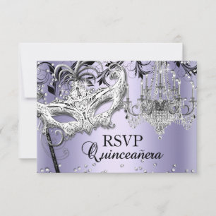 Invitación Máscara de Quinceañera Púrpura de Araña RSVP