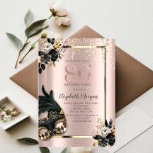 Máscara de Rosas Negras Confeti Rosa Dorado 80º