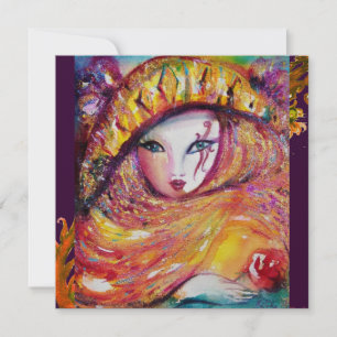 Invitación MÁSCARA EN AMARILLO, MARDI GRAS FIESTA champagne m