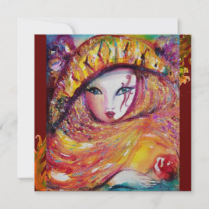 Invitación MÁSCARA EN AMARILLO MARDI GRAS FIESTA Vibrante Oro